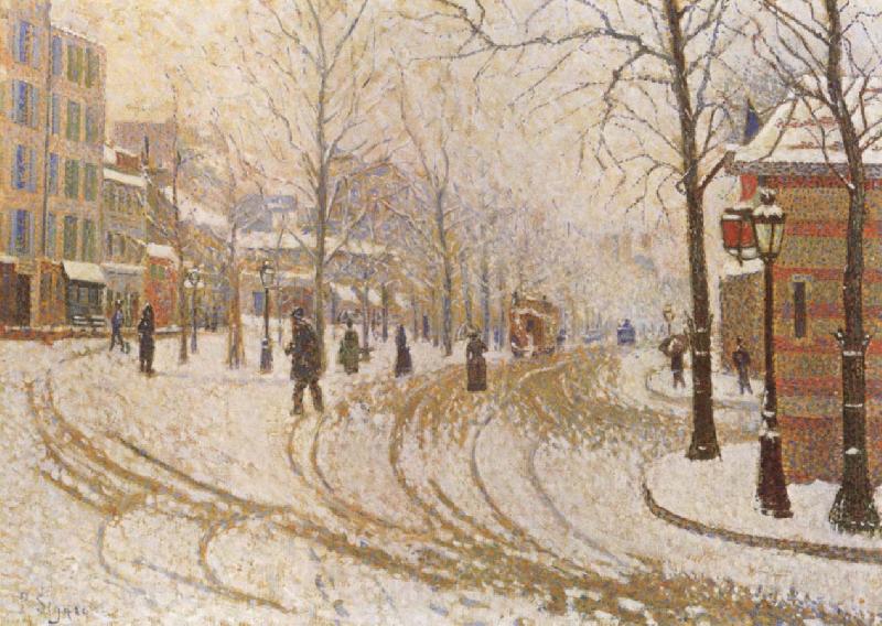 Paul Signac The Boulevard de Clichy under Snow France oil painting art